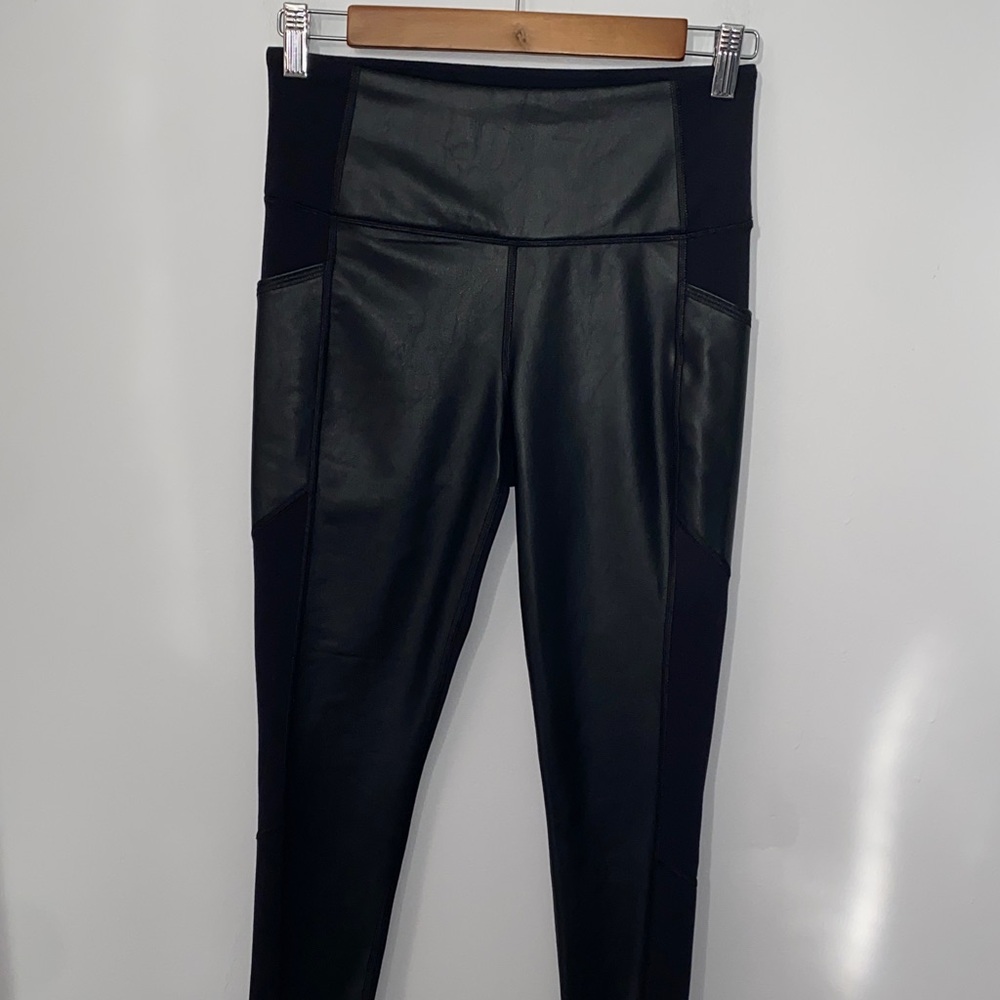 Athleta Black Faux Leather Leggings size small